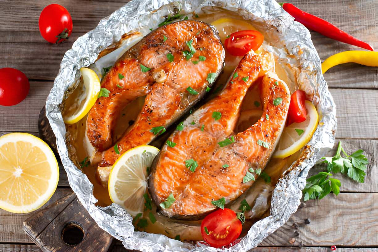 grilled salmon in foil