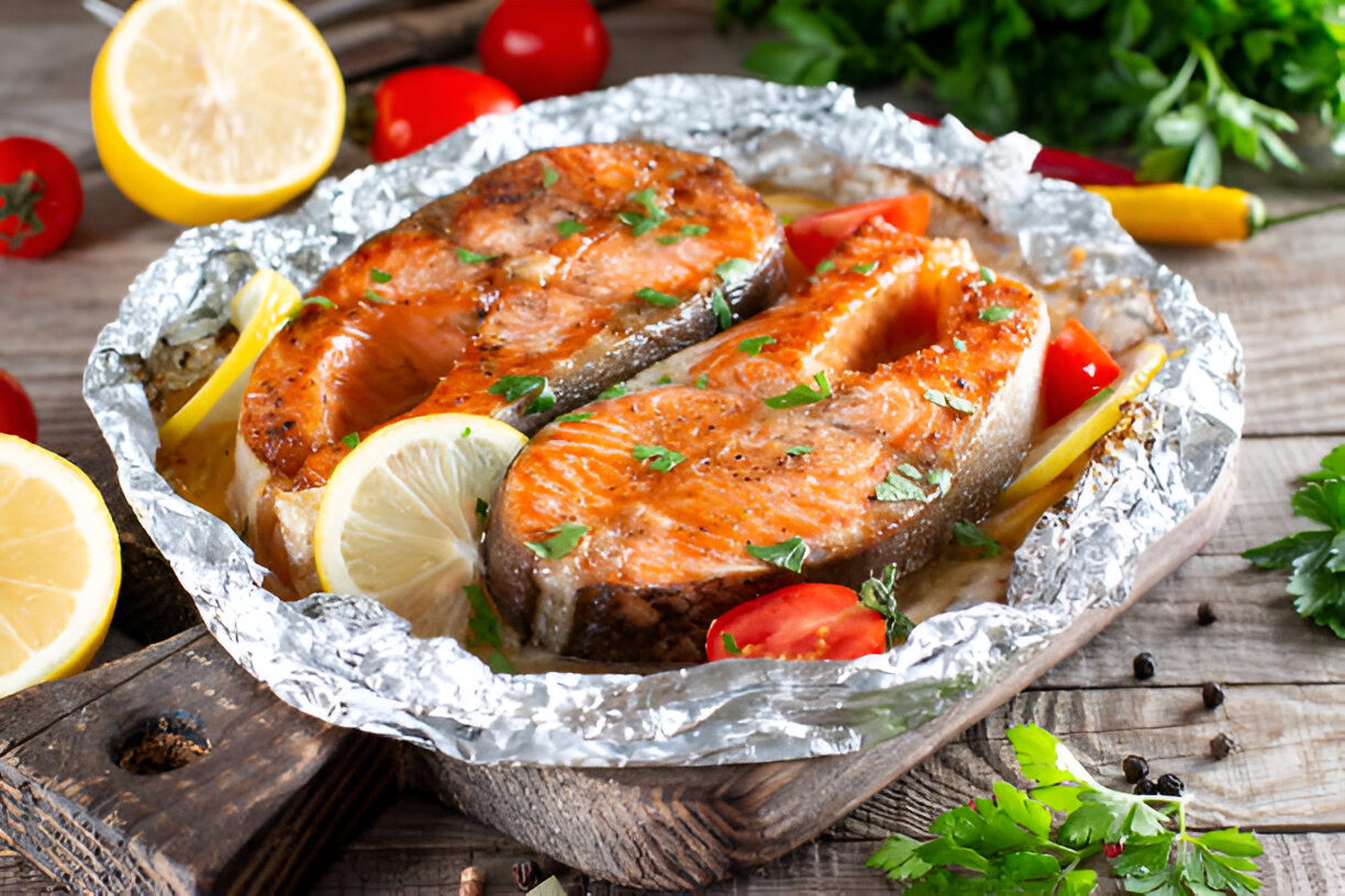 grilled salmon in foil
